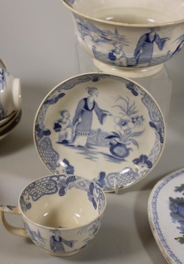 A COLLECTION OF EARLY VICTORIAN BLUE AND WHITE PRINTED EARTHENWARE comprising a Minton Opaque China Image