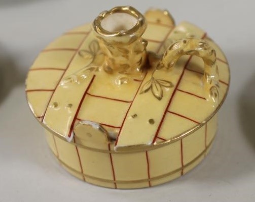 A COLLECTION OF FIVE REGENCY AND LATER PORCELAIN CHAMBERSTICKS Image