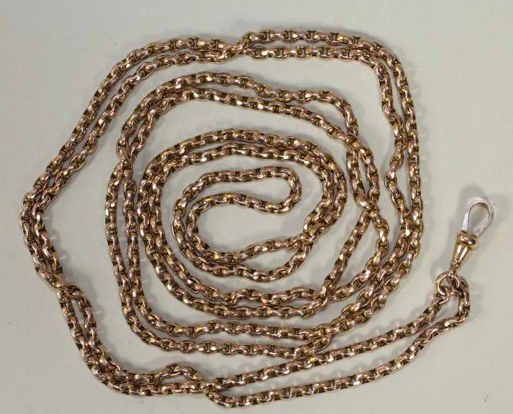 A 9CT GOLD FACETED BELCHER LINK GUARD CHAIN Image