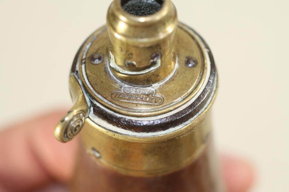 A G & J W HAWKSLEY COPPER PISTOL POWDER FLASK Image