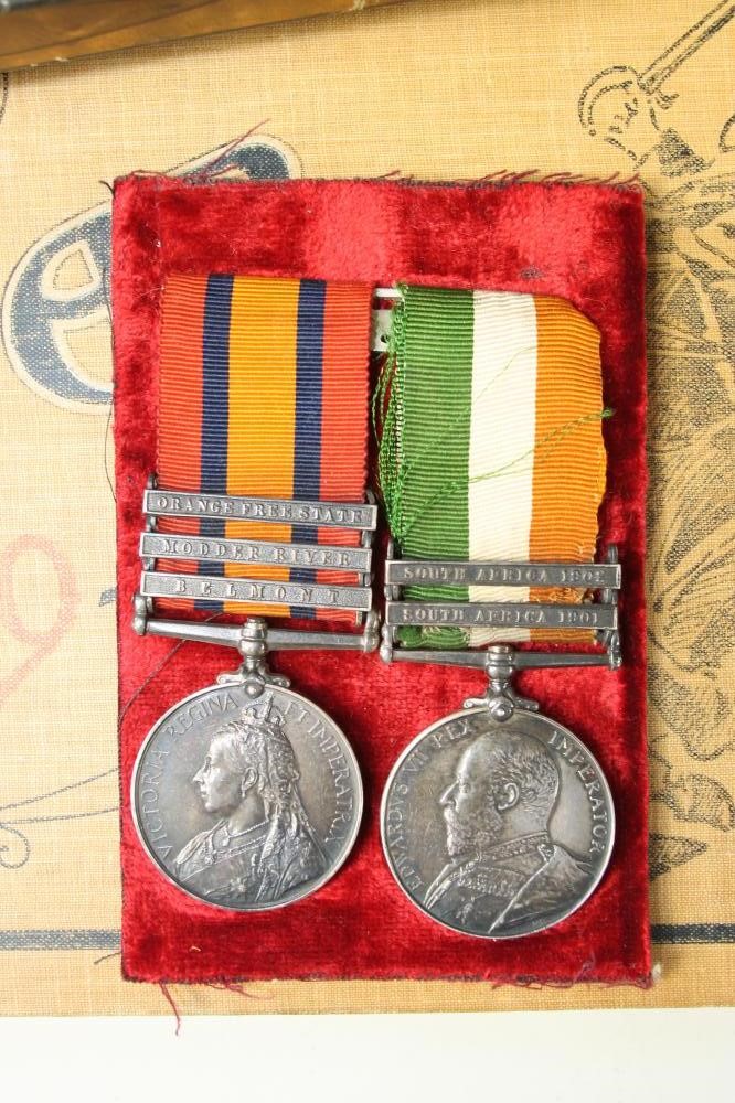 TWO BOER WAR MEDALS awarded to Pte. F.W. Sharpe of the Coldstream Guards Image