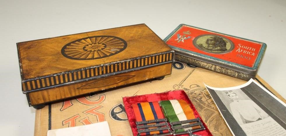 TWO BOER WAR MEDALS awarded to Pte. F.W. Sharpe of the Coldstream Guards Image