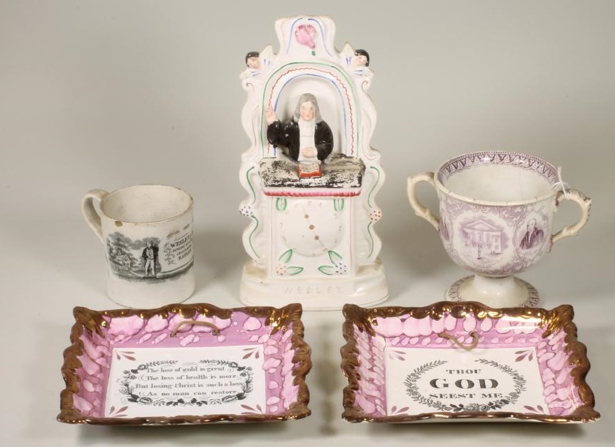 OF WESLEYAN INTEREST - a pair of Sunderland lustre plaques Image