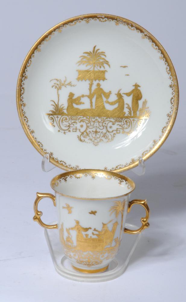 A MEISSEN PORCELAIN CHOCOLATE CUP AND SAUCER Image