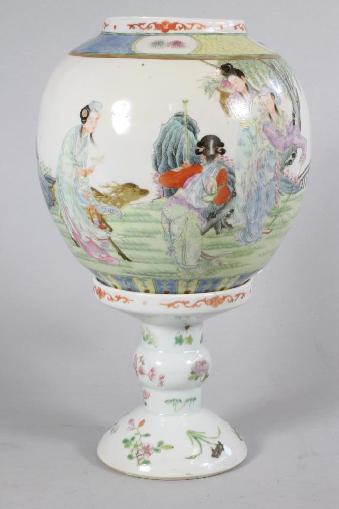 A CHINESE PORCELAIN HURRICANE LAMP Image