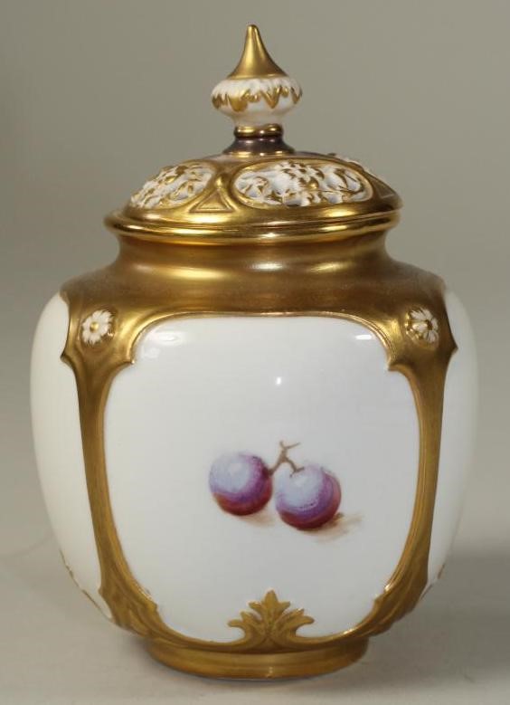 A ROYAL WORCESTER CHINA POT POURRI AND MATCHED COVER Image