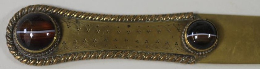 A VICTORIAN GOTHIC REVIVAL MATCHED FOUR PIECE DESK SET in copper and brass Image