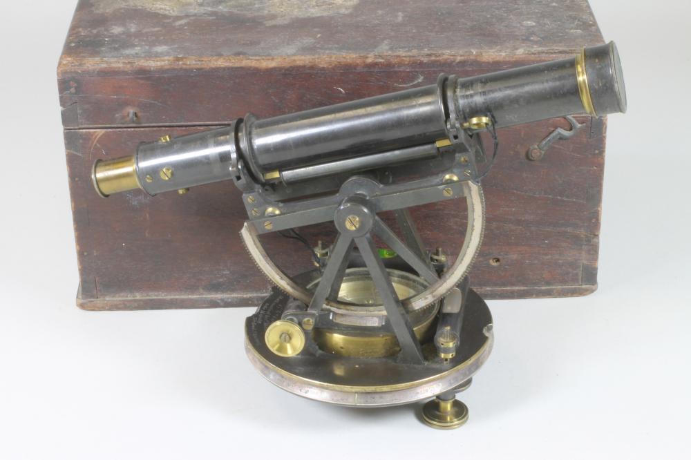 A VICTORIAN BRASS AND LACQUERED THEODOLITE by C.W. Dixey Image