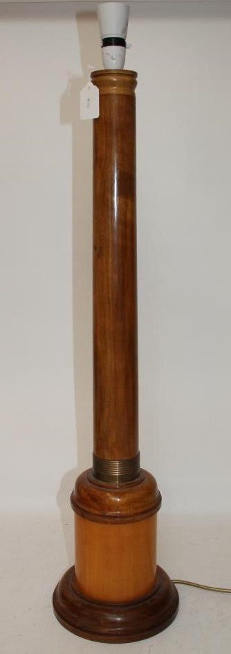 A BIEDERMEIER STYLE BLOND AND DARK WOOD TABLE LAMP Image