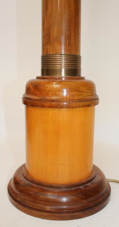A BIEDERMEIER STYLE BLOND AND DARK WOOD TABLE LAMP Image