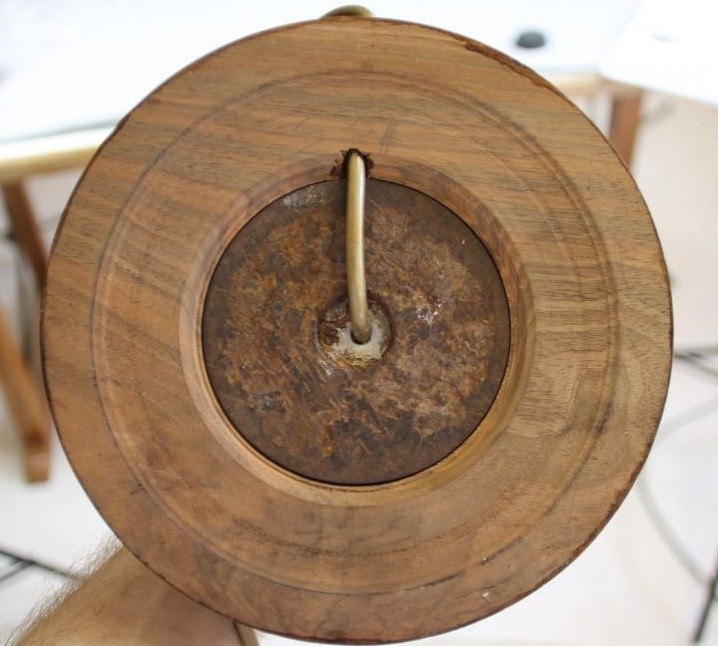 A BIEDERMEIER STYLE BLOND AND DARK WOOD TABLE LAMP Image