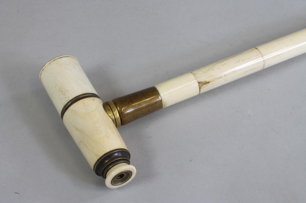A VICTORIAN SECTIONAL BONE WALKING STICK of plain tapering cylindrical form Image