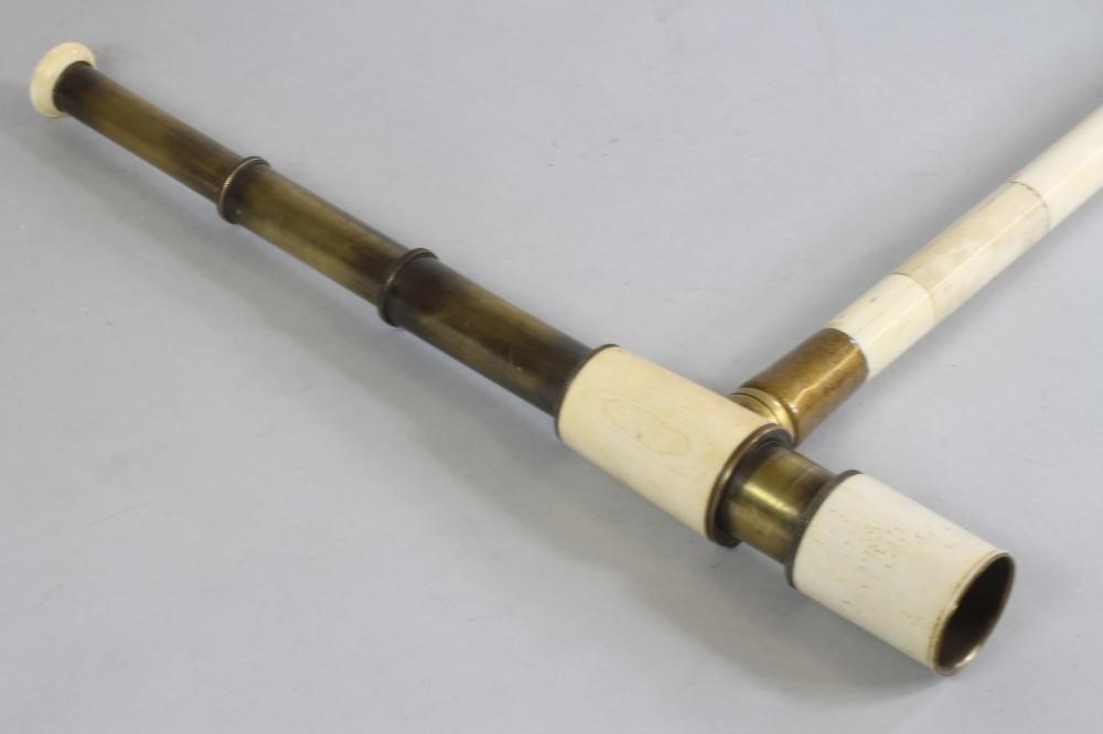 A VICTORIAN SECTIONAL BONE WALKING STICK of plain tapering cylindrical form Image