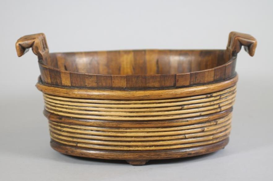 A STAVED FRUITWOOD BOWL Image