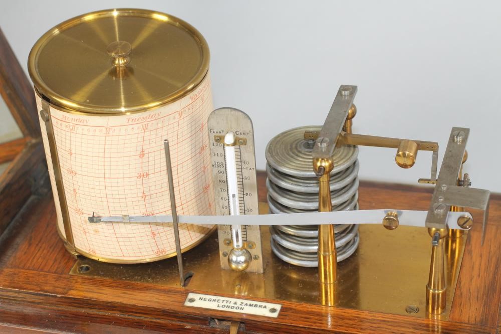 AN OAK CASED BAROGRAPH by Negretti & Zambra Image