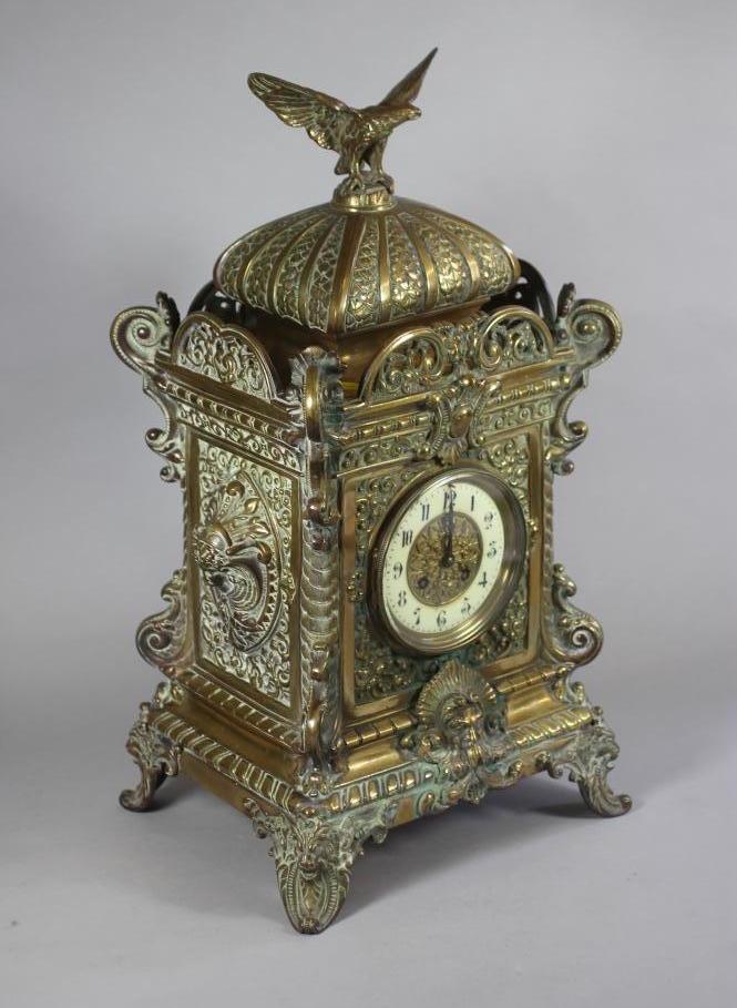 A FRENCH BRASS MANTEL CLOCK by Japy Freres Image