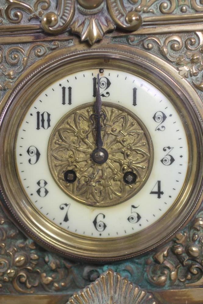 A FRENCH BRASS MANTEL CLOCK by Japy Freres Image
