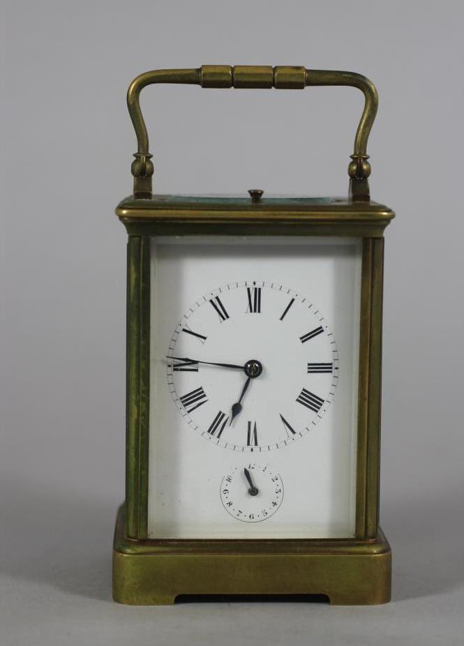 A FRENCH BRASS CARRIAGE CLOCK Image