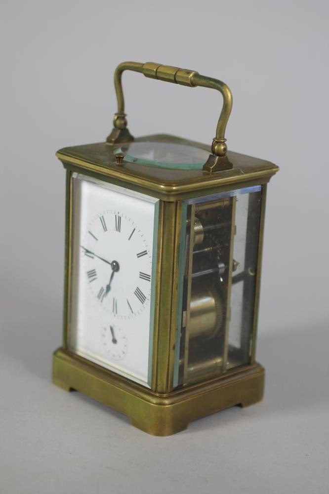 A FRENCH BRASS CARRIAGE CLOCK Image