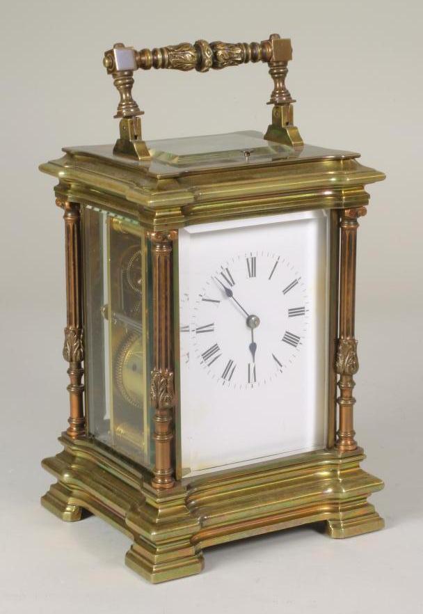 A BRASS CASED CARRIAGE CLOCK Image