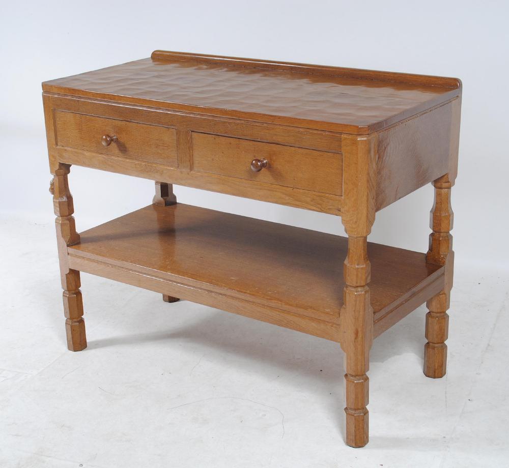 AN ADZED OAK SIDE TABLE by Robert Thompson Image