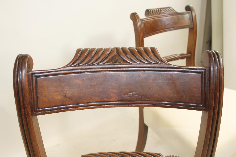 A SET OF FOUR GEORGE IV MAHOGANY DINING CHAIRS Image