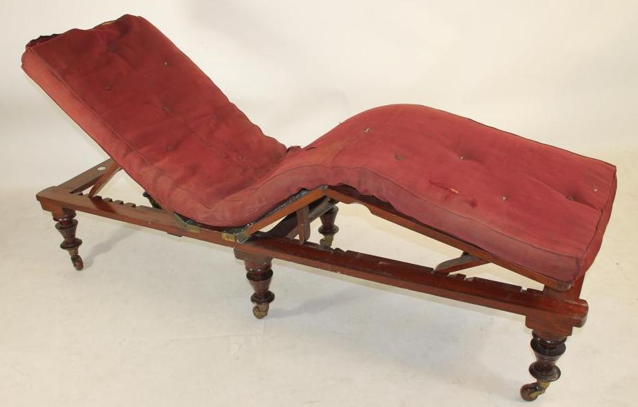 A MAHOGANY ADJUSTABLE CAMPAIGN BED by Robinson & Sons Image