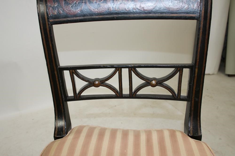 A REGENCY EBONISED AND PARCEL GILT SIDE CHAIR Image