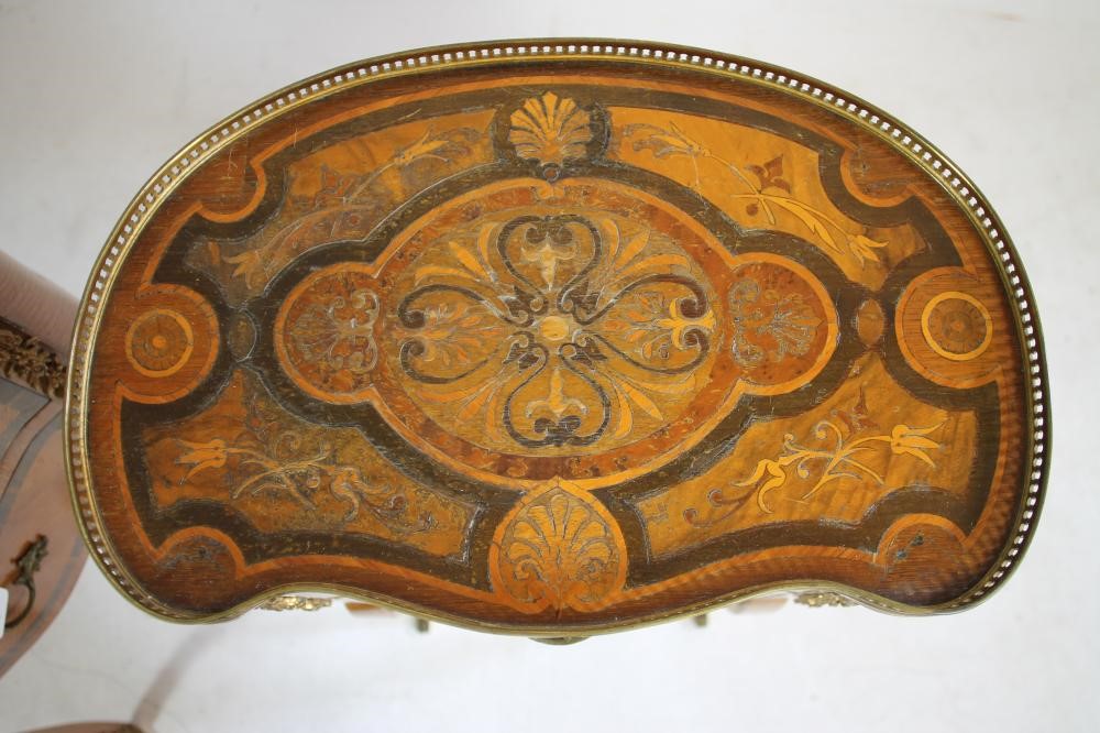 A PAIR OF VICTORIAN LOUIS XV STYLE KINGWOOD AND MARQUETRY SIDE CABINETS of kidney form with gilt Image