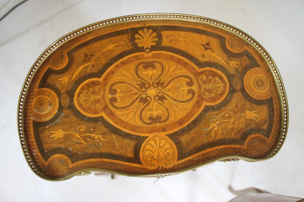A PAIR OF VICTORIAN LOUIS XV STYLE KINGWOOD AND MARQUETRY SIDE CABINETS of kidney form with gilt Image