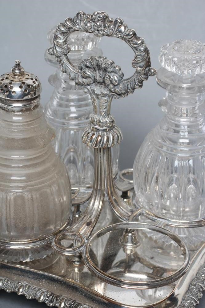 A LATE GEORGE III OLD SHEFFIELD PLATE FOUR BOTTLE CRUET Image