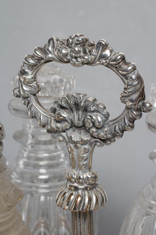 A LATE GEORGE III OLD SHEFFIELD PLATE FOUR BOTTLE CRUET Image