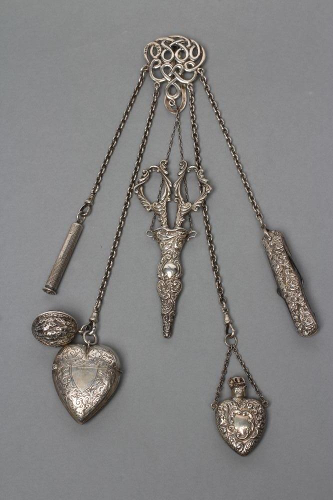 A LATE VICTORIAN SILVER CHATELAINE Image