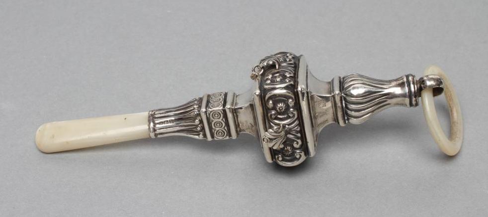 AN EDWARDIAN SILVER RATTLE Image