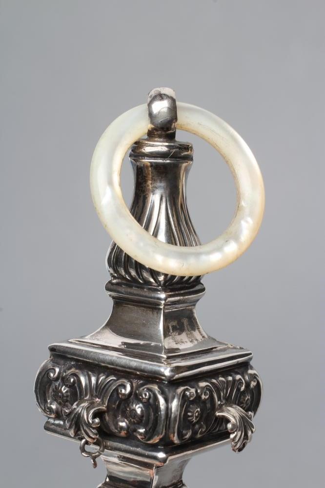 AN EDWARDIAN SILVER RATTLE Image