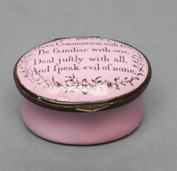 A STAFFORDSHIRE ENAMEL PATCH BOX Image