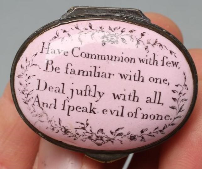 A STAFFORDSHIRE ENAMEL PATCH BOX Image