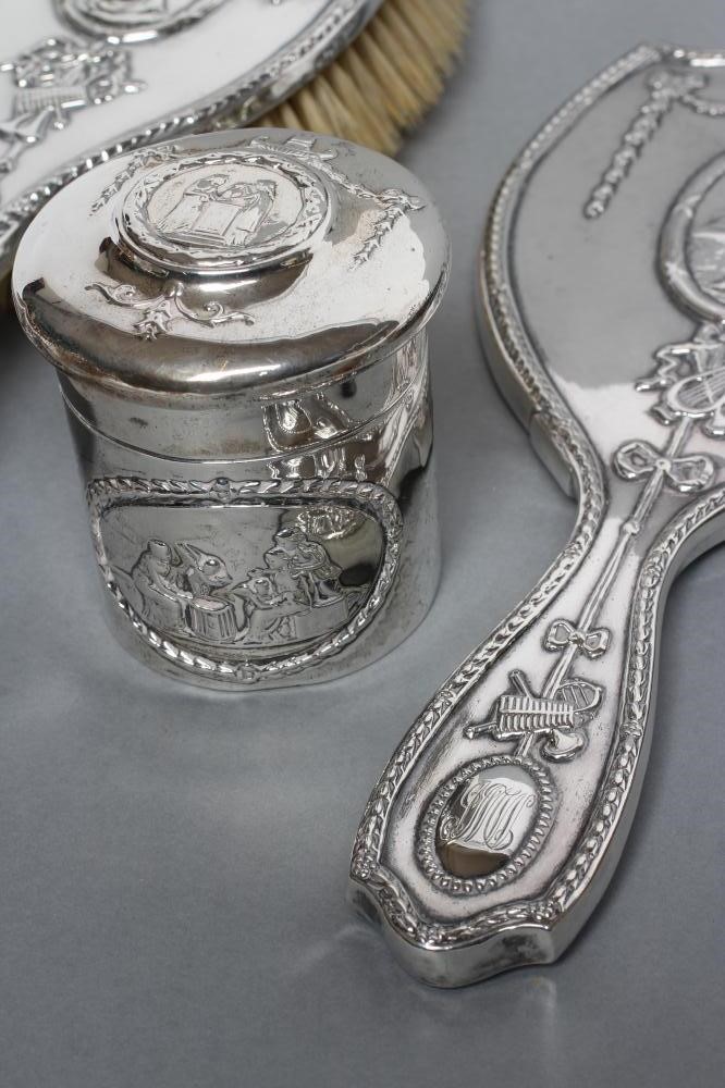 A COMPOSITE EDWARDIAN SIX PIECE DRESSING TABLE SET Image