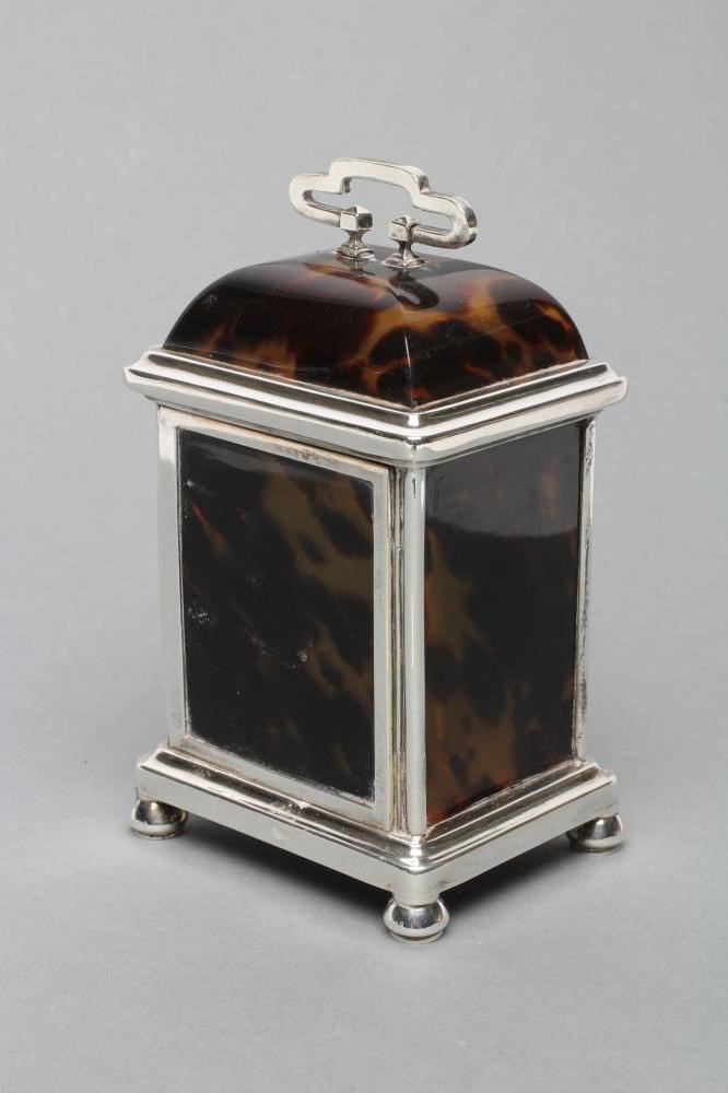 A SILVER MOUNTED TORTOISESHELL CARRIAGE CLOCK Image