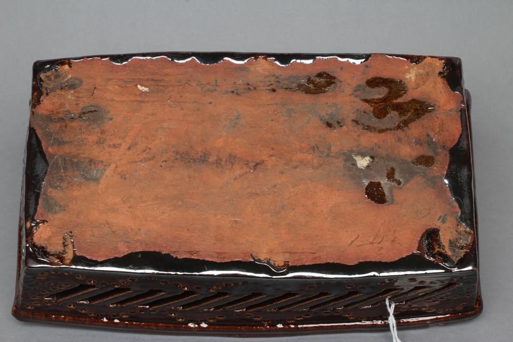 AN ENGLISH TREACLE GLAZED STONEWARE SLAB BUILT CUTLERY TRAY Image