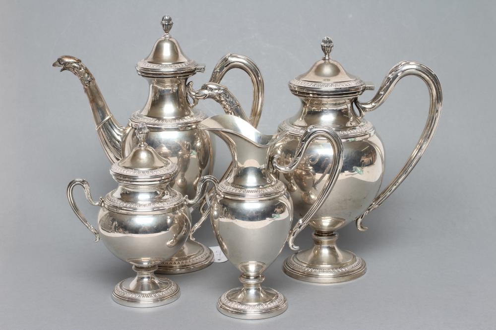 AN ITALIAN FOUR PIECE EMPIRE STYLE TEA SET Image