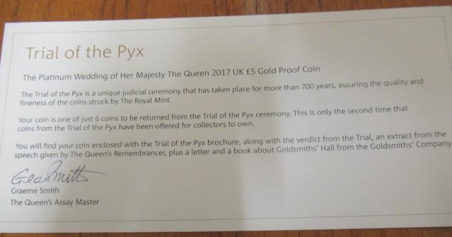 AN ELIZABETH II "TRIAL OF THE PYX" £5 GOLD PROOF COIN Image