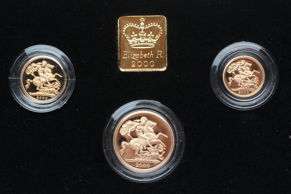 "THE MILLENIUM UK GOLD PROOF THREE COIN SOVEREIGN COLLECTION" Image