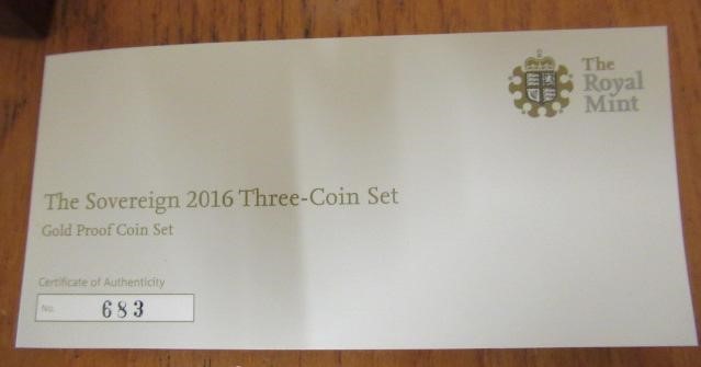 THE 2016 GOLD PROOF THREE COIN SET Image
