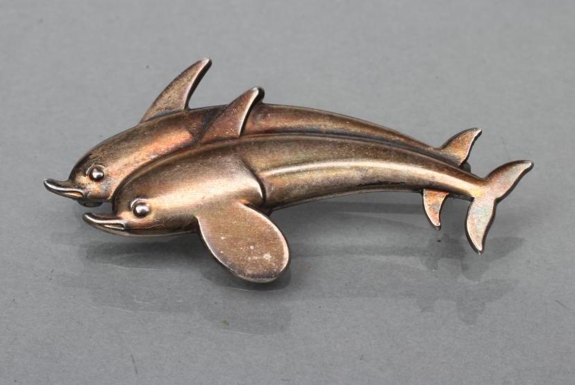 A GEORG JENSEN SILVER HAWAII DOLPHIN BROOCH Image