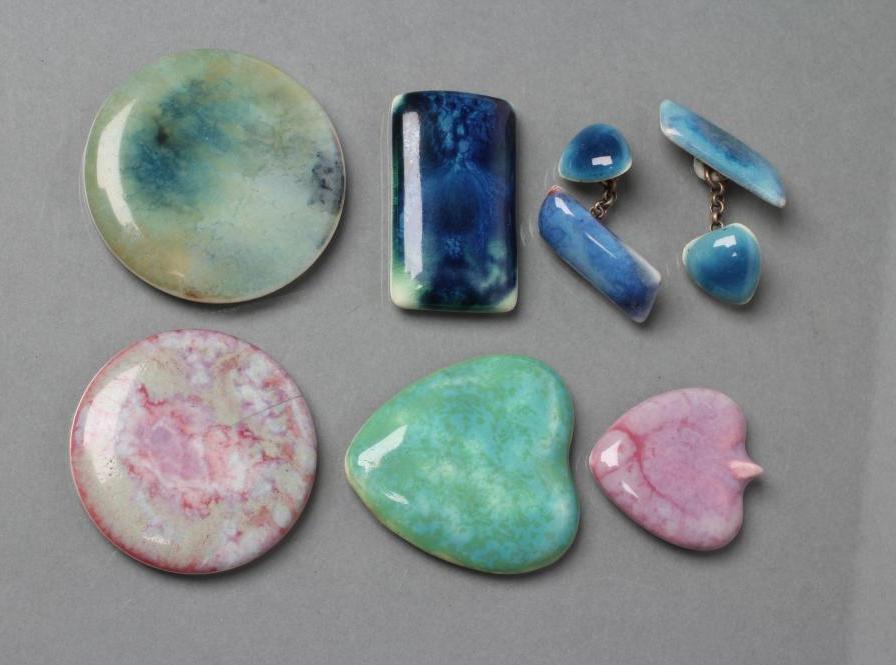 FOUR RUSKIN POTTERY BROOCH PANELS Image