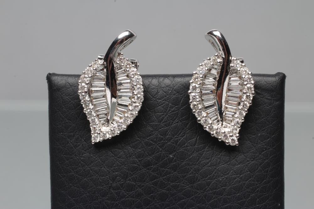 A PAIR OF DIAMOND FRENCH CLIP EARRINGS Image