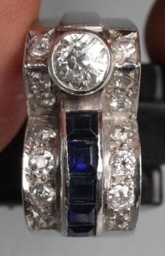 AN ART DECO SAPPHIRE AND DIAMOND COCKTAIL RING Image