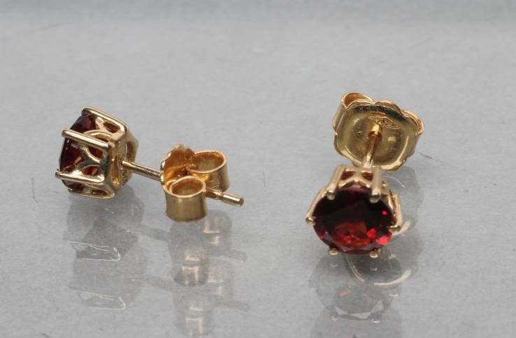 A PAIR OF GARNET EAR STUDS Image