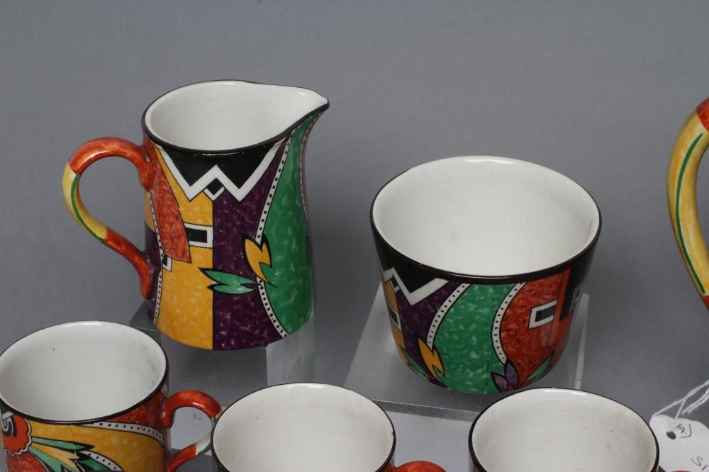 AN ART DECO WINTON POTTERY "JAZZ" COFFEE SERVICE of plain tapering cylindrical form Image
